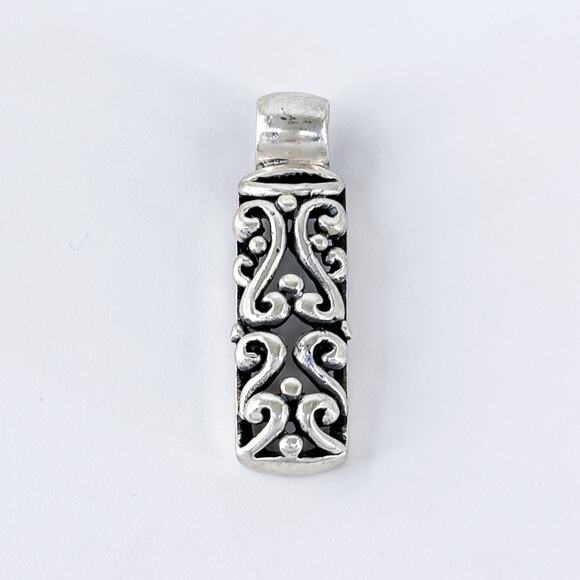 Vintage Sterling Silver 925 Ornate Scroll Bar Pendant - Picture 2 of 7